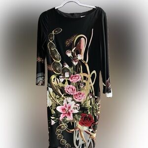 Joseph Ribkoff Black Dress with Floral Accents
